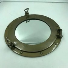 Specchio da parete oblò 15" ottone anticato barca nave finitura cromata...