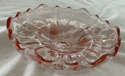 Vintage Pink 3 Footed Scallop Candy Dish – Depression Glass