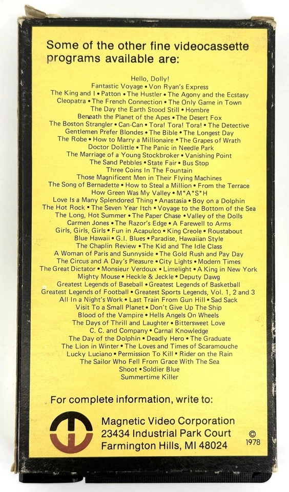 Vintage The Graduate VHS 1978 Magnetic Video Dustin Hoffman Anne Bancroft - Image 2 of 3