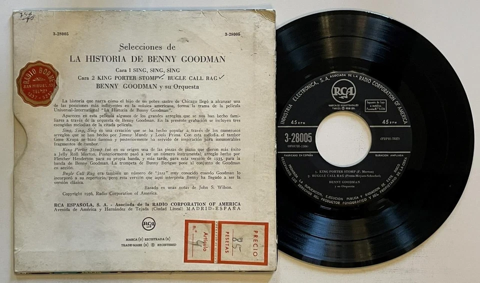 Benny Goodman La Historia de Benny Goodman EP 45 rpm PS RCA (Spain) vg++ (1958) Foto 2 de 2