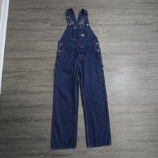 Vintage Big Smith Carpenter Denim Bib Overalls Blue Jean Workwear USA Made 34x31