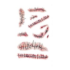 20 Sheets Halloween Zombie Temporary Tattoos - NEDEQI Chucky Scar Fake Blood