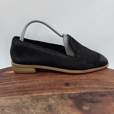 Clarks Pure Hall Shoes Women's 7M Black Nubuck Comfort Venetian Flats Loafers