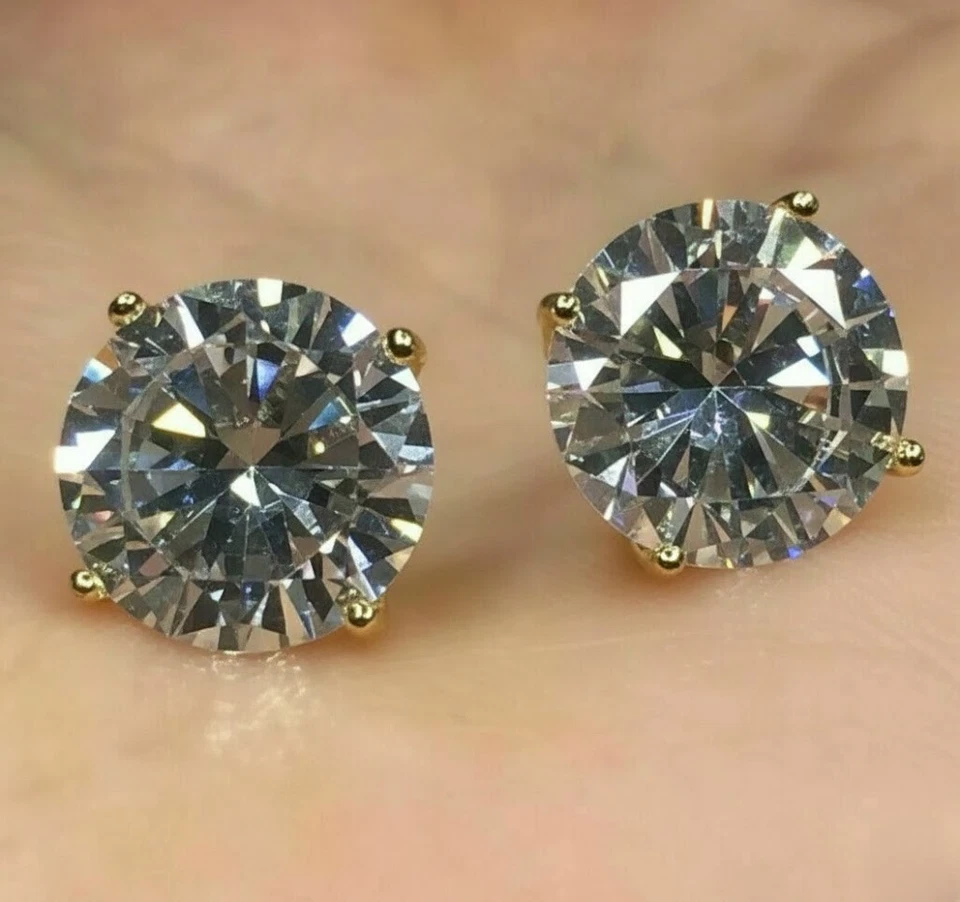 1CTTW Round CVD Lab-Grown Diamond Earrings in 14K Yellow Gold – Solitaire Stud - Image 2 of 4