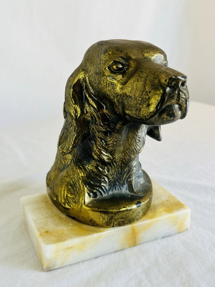 Bookend vintage para cachorros Labrador em latão com base de mármore - Imagem 3 de 4