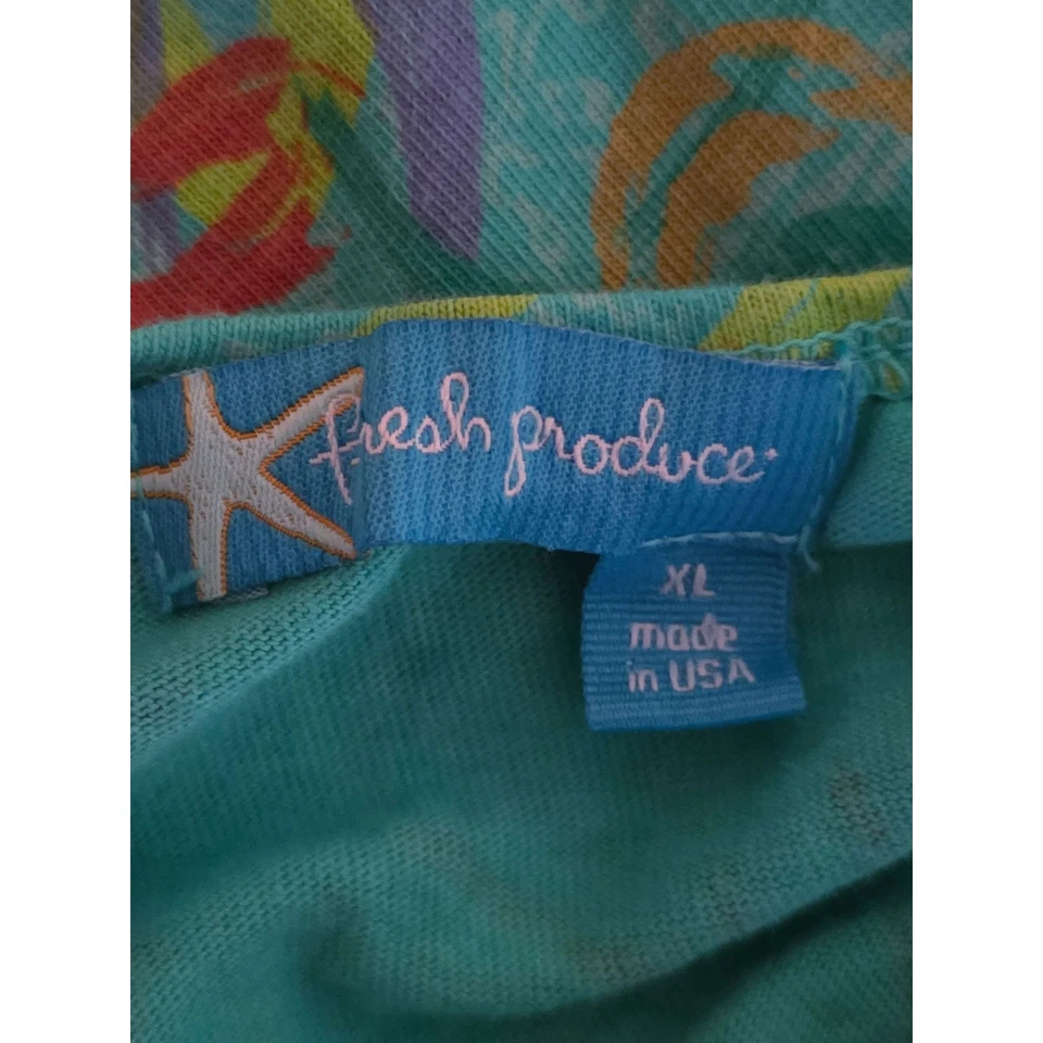 Vestido Solero Floral Turquesa Tropical Vintage Años 90 Fresh Produce Niñas XL 10/12 Foto 4 de 4