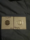1929 P S Mercury Dime 90 % Silver US 10 Cents 2 COINs Lot V Fine Better Date