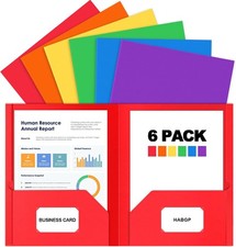 6 Paper Folders with Pockets, Multi Colors Pocket Folders, 6 File Folders