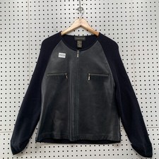 Classiques Entier Merino Wool Leather Jacket Womens Xl Black Full Zip 20.5x24