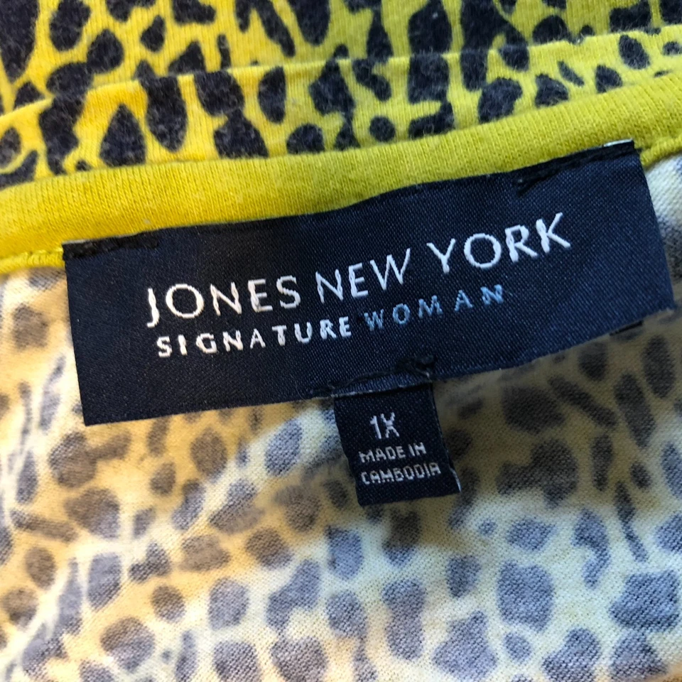 Jones New York Women's Long Sleeve Tee Shirt Animal Print Cotton Blend Size 1X - Image 4 of 4