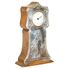 STUNNING MOTHER & CHILD 1906 STERLING SILVER REPOUSE MANTLE CLOCK MUST SEE