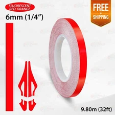 BRIGHT RED-ORANGE 1/4" 6mm PIN STRIPE Car Model Streamline TAPE Vinyl Sticker