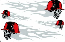Skull Flame Fire Sticker Sheet Motocross Car, Motorcycle, Skateboard  - A4 (041)