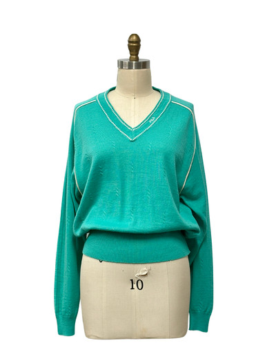 VINTAGE 1990s SEAFOAM FILA SWEATER | 1990s VINTAGE WOMEN'S TENNIS SWEATER