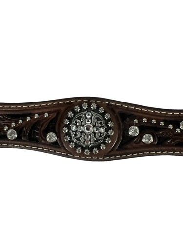 Ariat Ladies Cross Concho Embossed 1 1/2" Leather Belt A1513002-M 36" Length - Picture 5 of 7