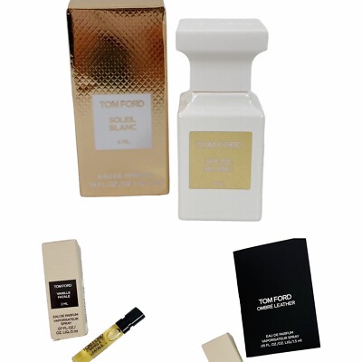 Tom Ford Soleil Blanc Mini EDP 4ml + Ombré Leather & Vanille Fatale Sample Vials