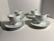 Set of 4 Hutschenreuther Fleuron Chloe White: 4 Cups, 4 Saucers, 4 Desert plates