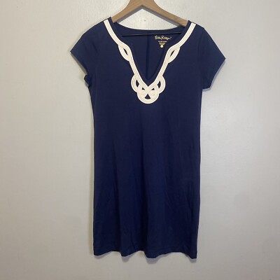 lilly pulitzer brewster t shirt dress Lilly Pulitzer Womens Pima Cotton Brewster Mini T Shirt Dress Size S Blue  White