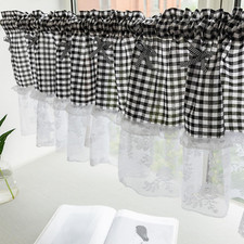 Black and White Buffalo Check Plaid Window Valances 42"X18" for Kitchen Living R