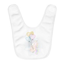 Unicorns fly with heart balloon - Fleece Baby Bib