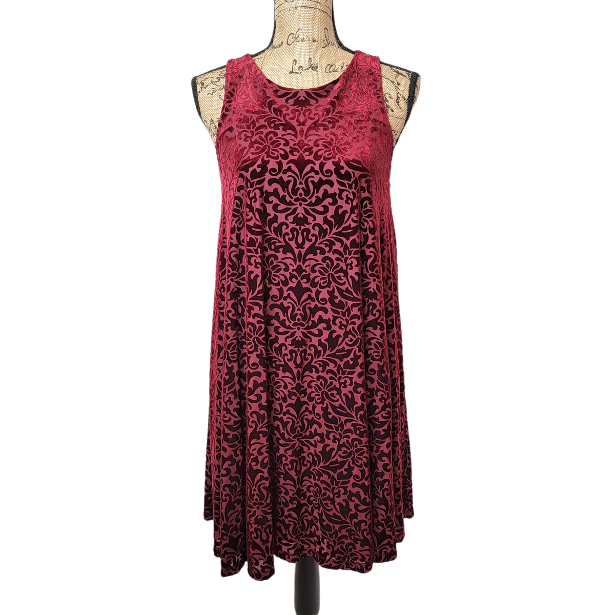 ADRIENNE VITTADINI Women's Velvet Sleeveless Swing Dress Size Small Burgundy  | eBay