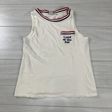 Junk Food Land Of The Fun Sz Medium Shirt White Sleeveless Solid Casual