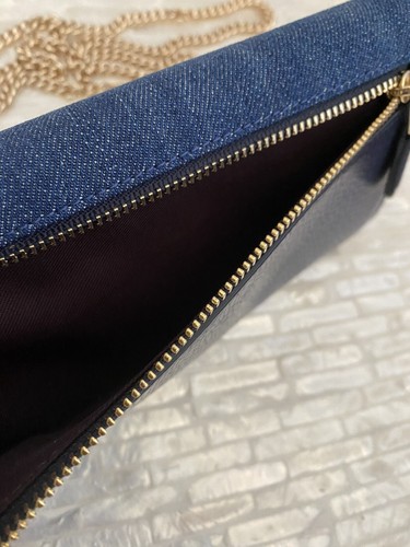 Coach Envelope Wallet Colorblock Denim and pebble leather Gold/Denim Multi C3317 - Picture 5 of 9