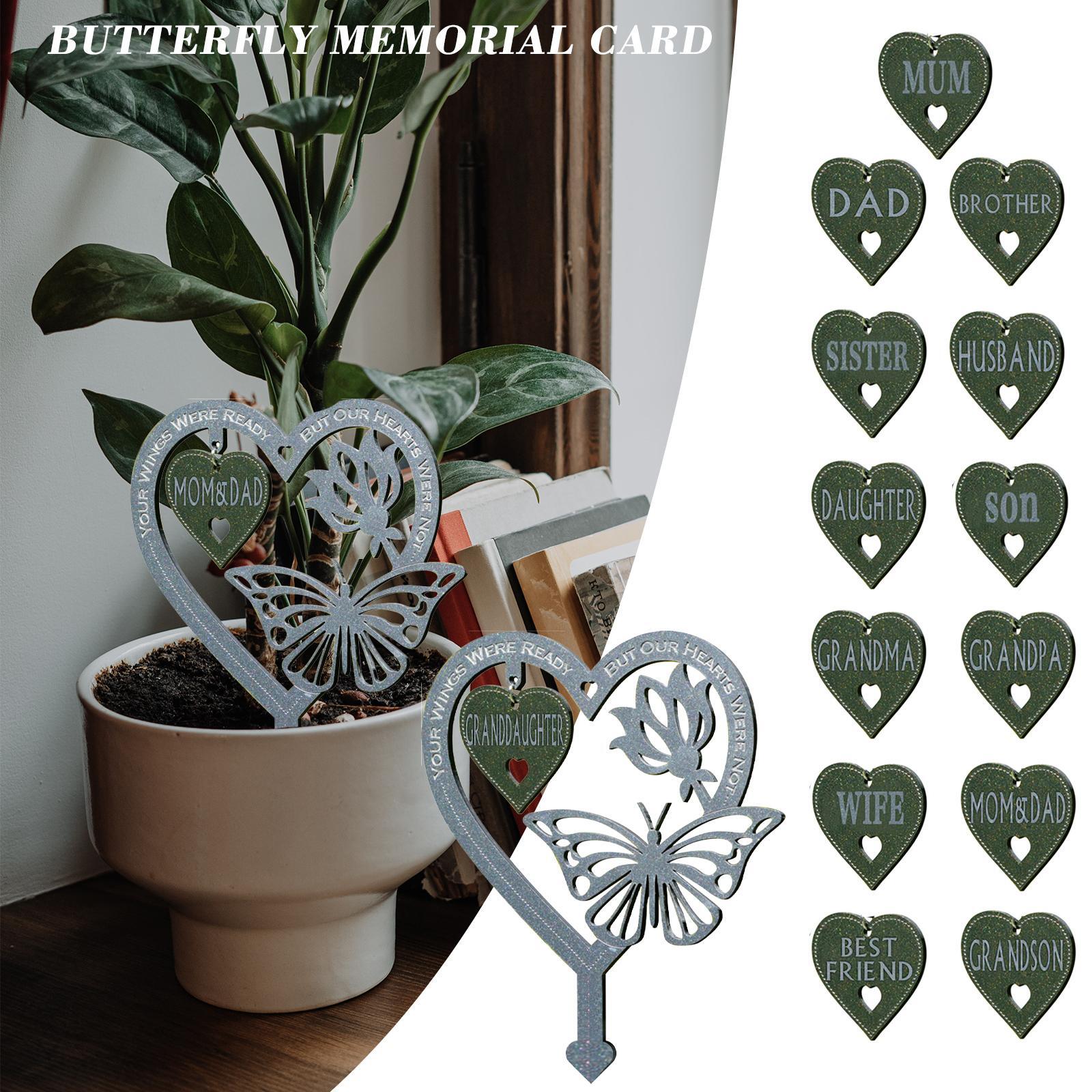 Butterfly Memorial Stake Keepsake Plaque Figurine Decor Yard Garden