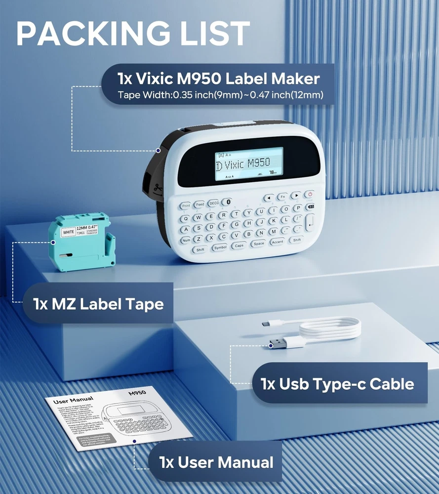 Portable Bluetooth Label Maker Machine with Waterproof Tapes for Home & Office