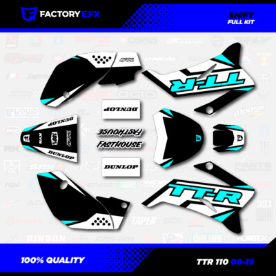 Black & Cyan Shift Racing Graphics Kit fits 08-27 YAMAHA TTR110 TTR 110 decal