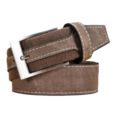 Men Canvas Belts Single Prong Buckle Jeans Pants Casual Splice Waist Strap Belt