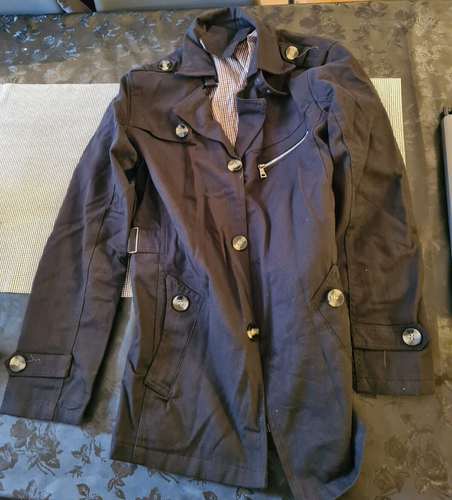 MENS BUSINESS WINDBREAKER LONG JACKETS MEN COTTON TRENCH COATS CASUAL BLACK - Picture 2 of 9