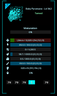 ARK Survval Ascended PvE PC/XBOX/PS5 Top Stats Pyromane (lon) Cobalt