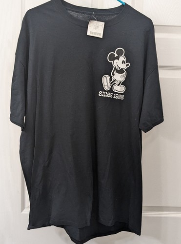 NWT Disney Men's Mickey Mouse Black Logo 100% Cotton Short Sleeve T-Shirt Sz XL