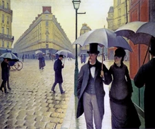 PARIS STREET RAINY DAY 1877 FRENCH IMPRESSIONIST PAINTING BY CAILLEBOTTE REPRO