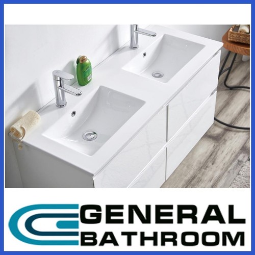 White 1200mm Wall Hung Vanity With Ceramic Basin - Picture 2 of 2