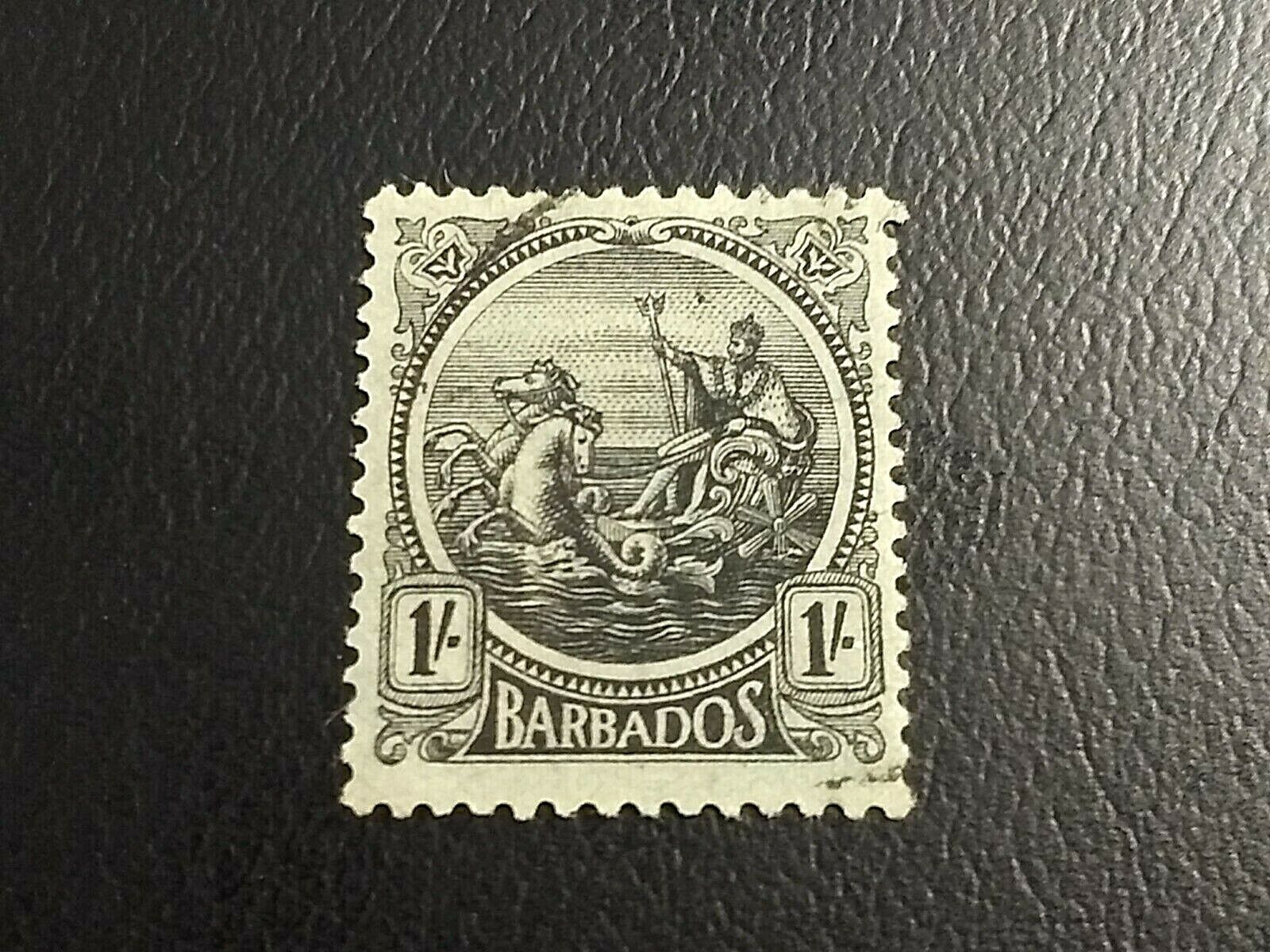 KAPPYSSTAMPS BARBADOS Special price for a Soldering limited time #164 1921 ONE VERY CAN SHILLING USED LIGHT