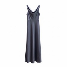 Lovely Bride Maxi Dress Womens 4R Silverstone Blue Satin Cowl Neck LB004 Good