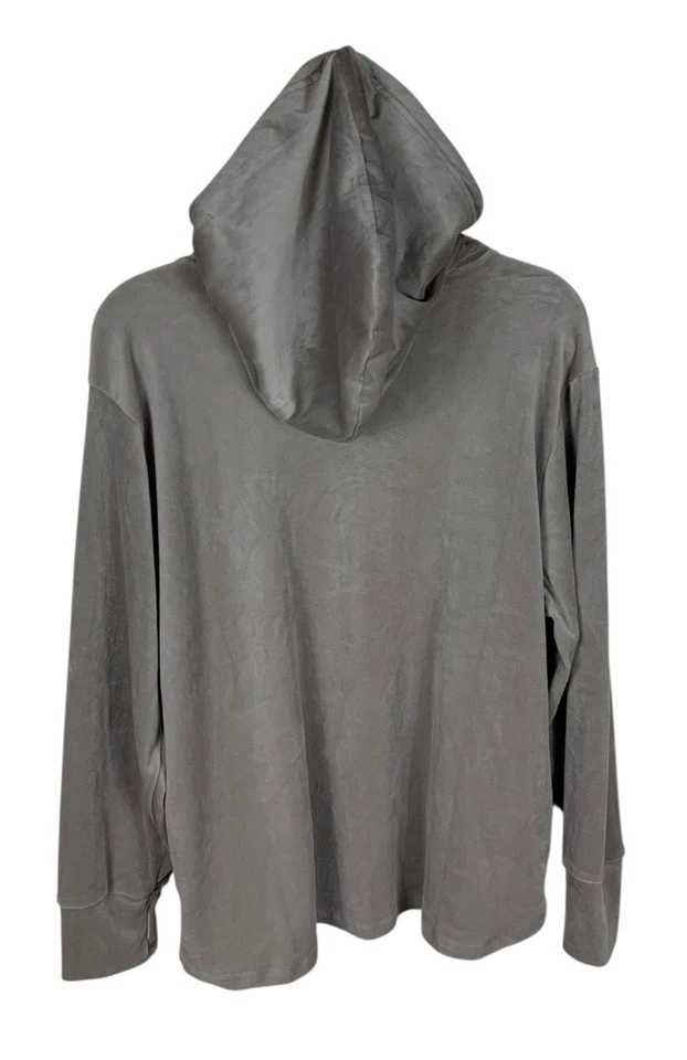 Sudadera con capucha para mujer Jones New York gris beige terciopelo 1/2 cremallera manga larga talla 1X Foto 3 de 4