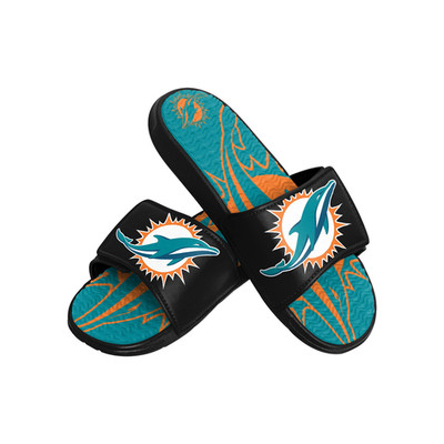 Foco Miami Dolphins Nfl Mens Colorblock Big Logo Gel Slides - L Ffssnfcbblggel