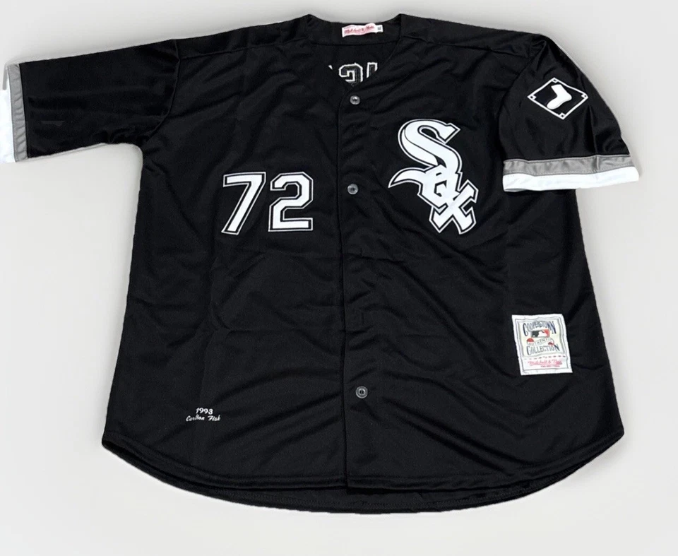 Camiseta deportiva Carlton Fisk Chicago White Sox para hombre XL NUEVA CON ETIQUETAS 1993 Alt Home negra retro Foto 2 de 4