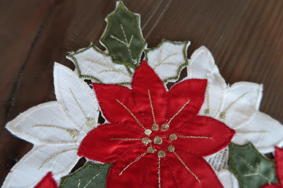 St Nicholas Square Christmas Poinsettia Cut-Out Centerpiece Mat Placemat - Image 3 of 4