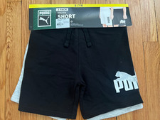 2 Pack PUMA Youth Comfort Shorts Boy's Small 7/8 Black and Lt Grey NEW