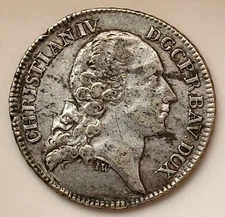 Palatinate Birkenfeld Zweibrücken 1 Thaler 1765 Christian IV 1735-1775 Dav.2552 RARE