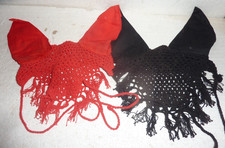 2 HORSE FLY BONNET FLYVEIL EAR BONNET FLY VEIL COTTON CROCHET TACK