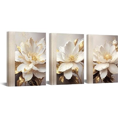 Bathroom Wall Art White Flower Canvas Wall Art for Living Room Bedroom Wall D...