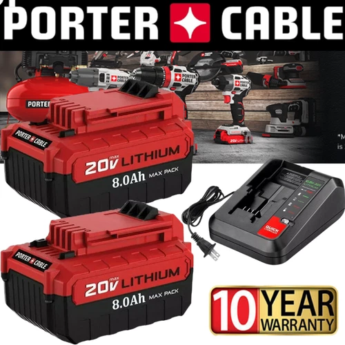 2PACK for PORTER CABLE 20V 20 Volt Lithium Battery /Charger Max PCC680L PCC685L