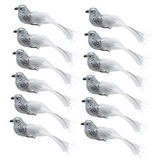 pcs Glitter Birds Decorations Christmas Tree Clip on Bird Ornaments 12 Silver