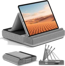 KDD Tablet Pillow Stand, Multi-Angle Viewing Ipad Holder for Lap, Bed Grey 