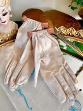 vintage Van Raalte Nylon Gloves in Cream, Brown